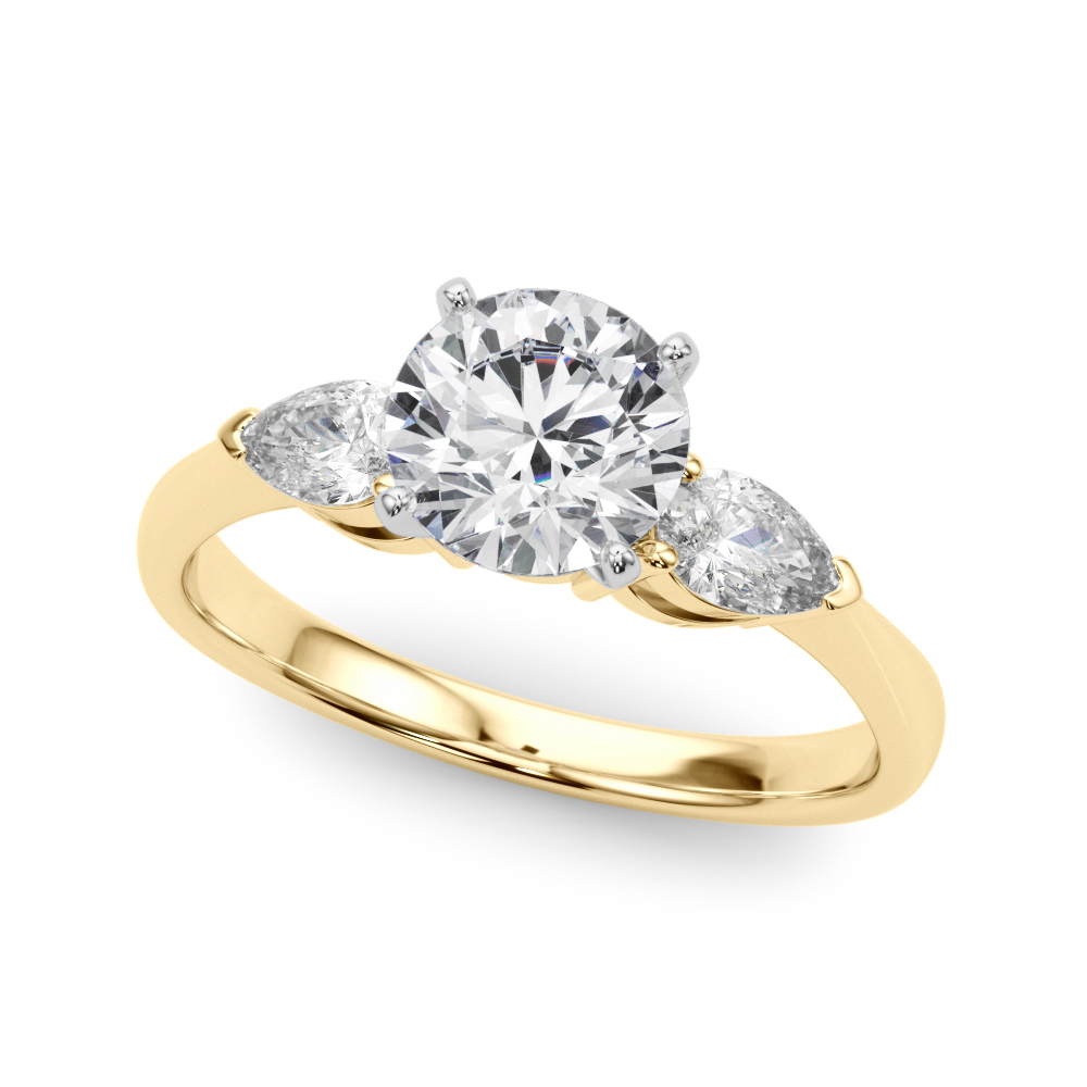 Pear Accent Three-Stone Engagement Ring