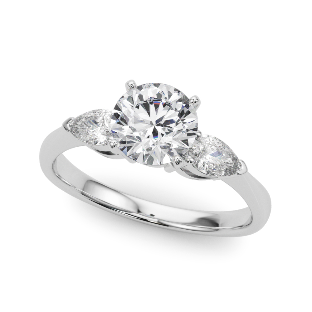 Pear Accent Three-Stone Engagement Ring