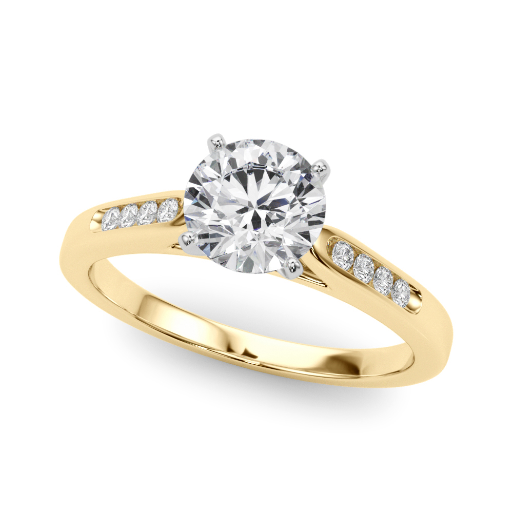 Channel Set Single Row Cathedral Engagement Ring