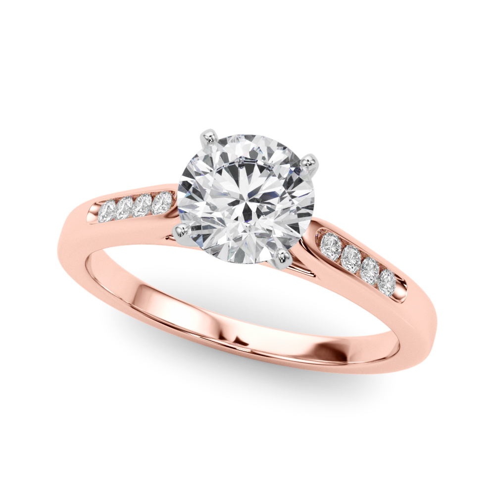 Channel Set Single Row Cathedral Engagement Ring