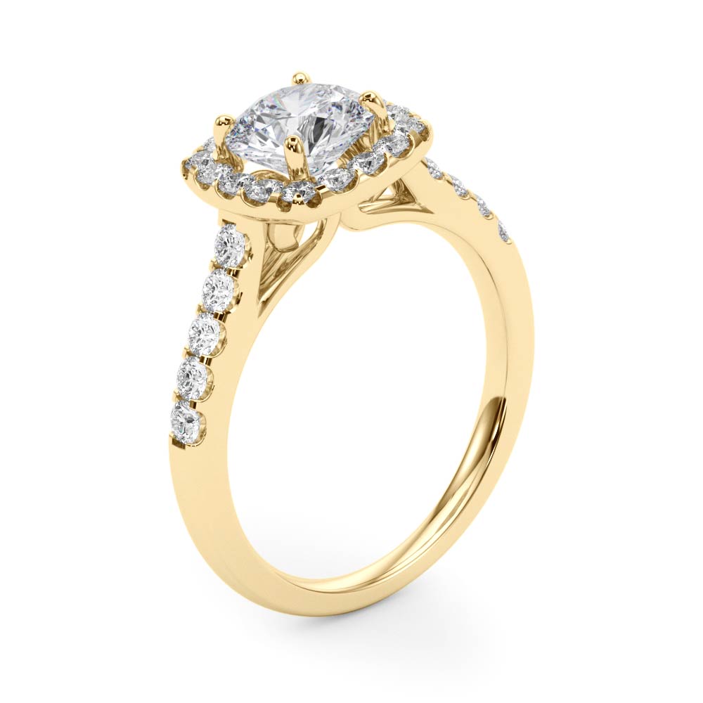 The Cora Halo Engagement Ring, angled view