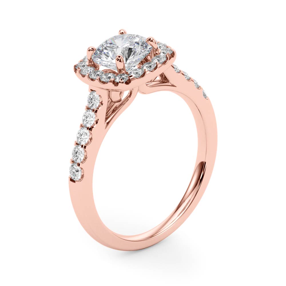 The Cora Halo Engagement Ring, angled view