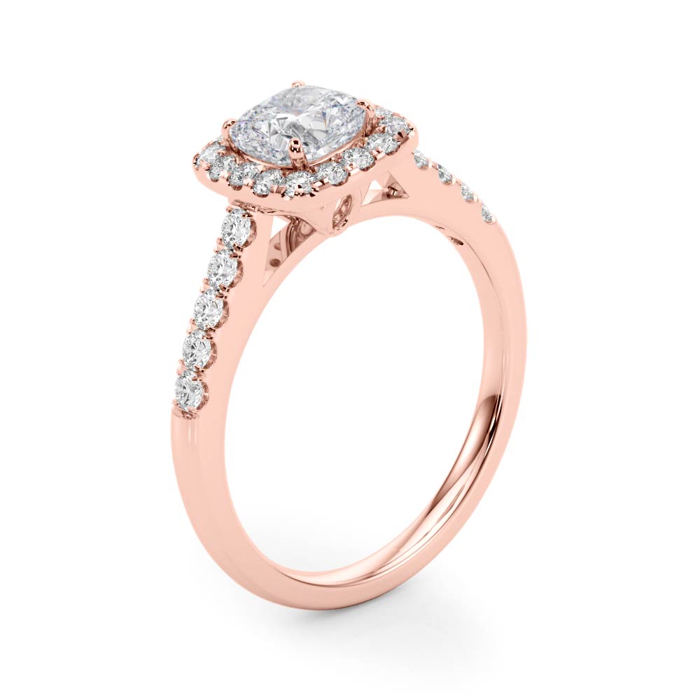 Single Row Halo Engagement Ring