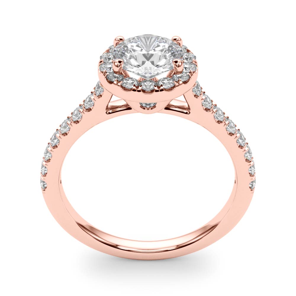 The Madeleine Halo Engagement Ring, upright view