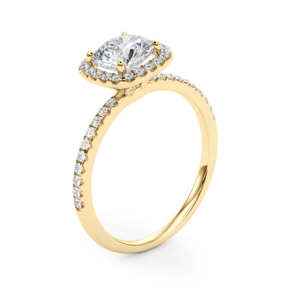 The Eliza Halo Engagement Ring, angled view
