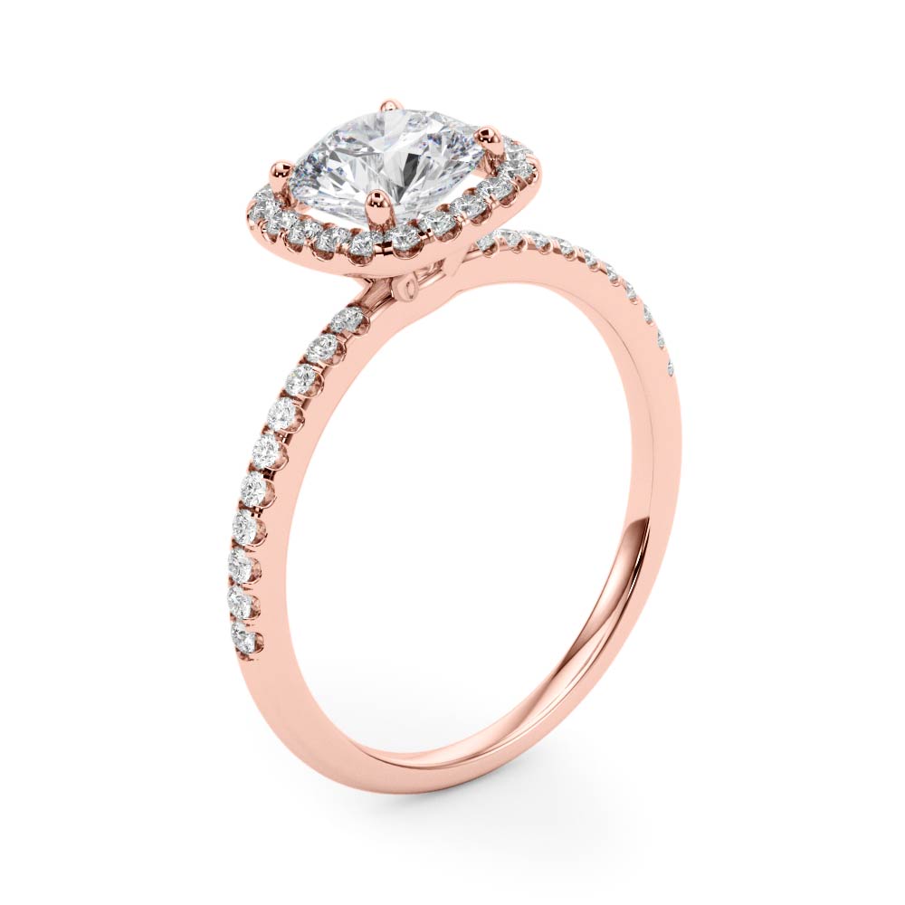 The Eliza Halo Engagement Ring, angled view