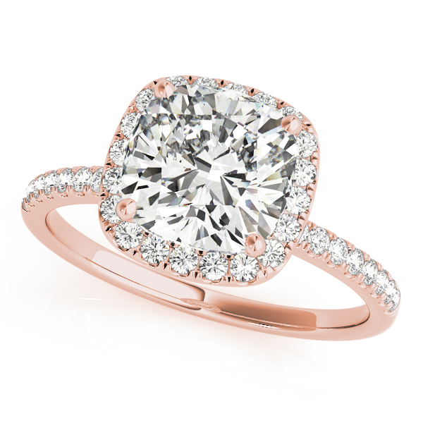 Single Row Cushion Halo Engagement Ring