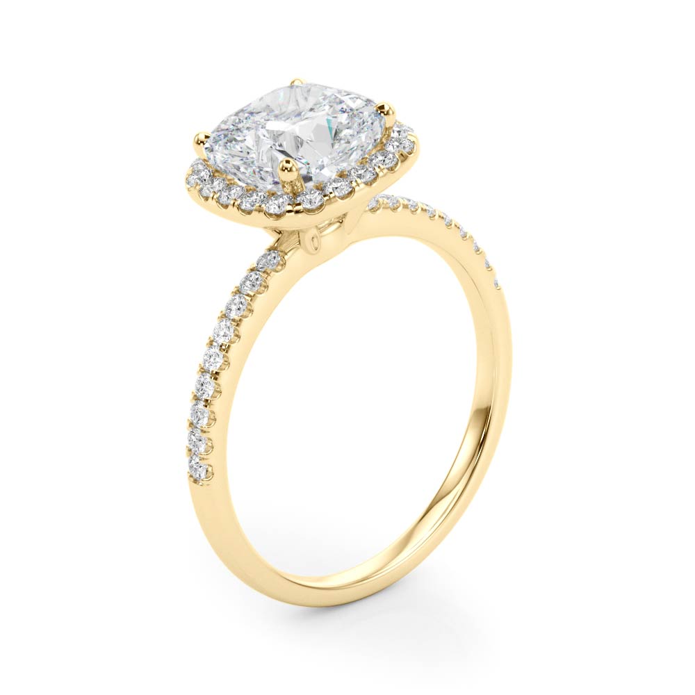 The Ellery Halo Engagement Ring, angled view