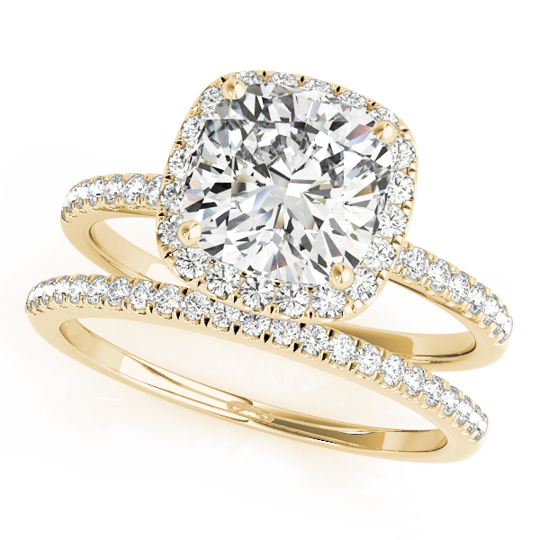 The Ellery Halo Engagement Ring, set view