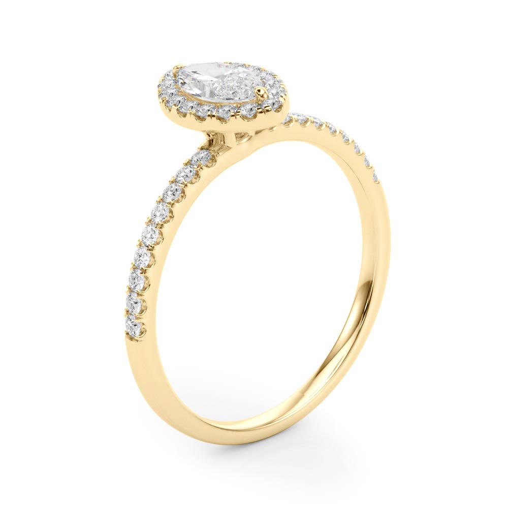 The Faye Halo Engagement Ring, angled view