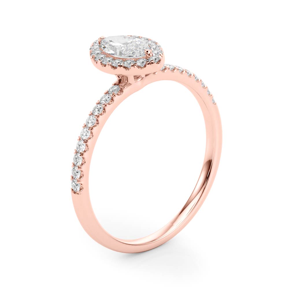 The Faye Halo Engagement Ring, angled view