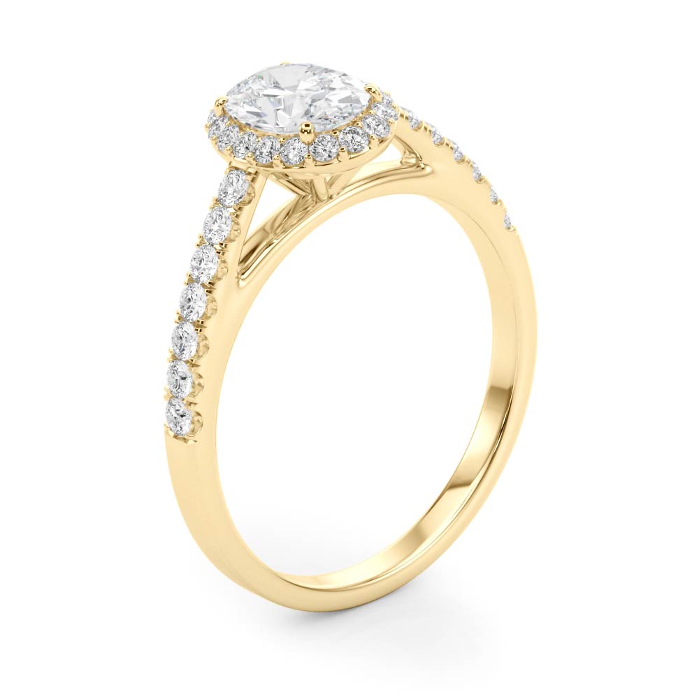 The Amelia Halo Engagement Ring, angled view