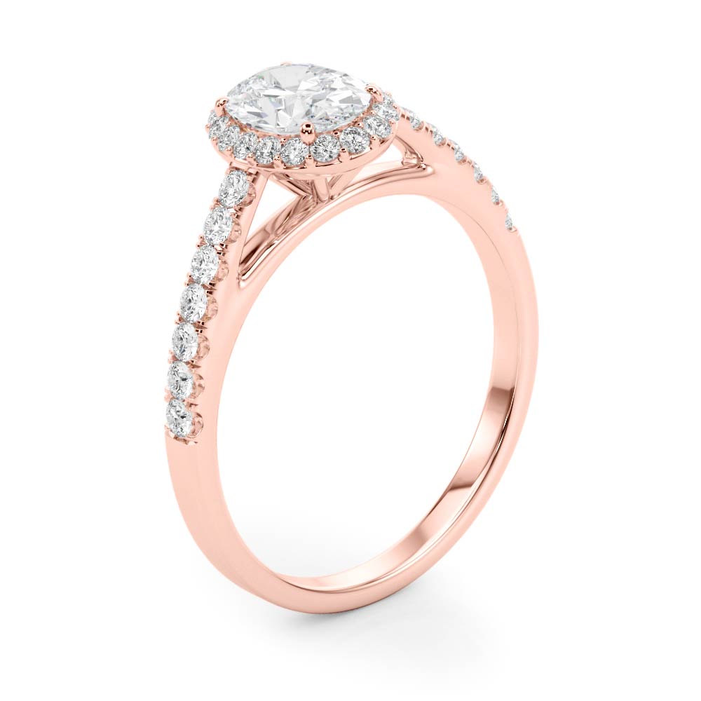 The Amelia Halo Engagement Ring, angled view