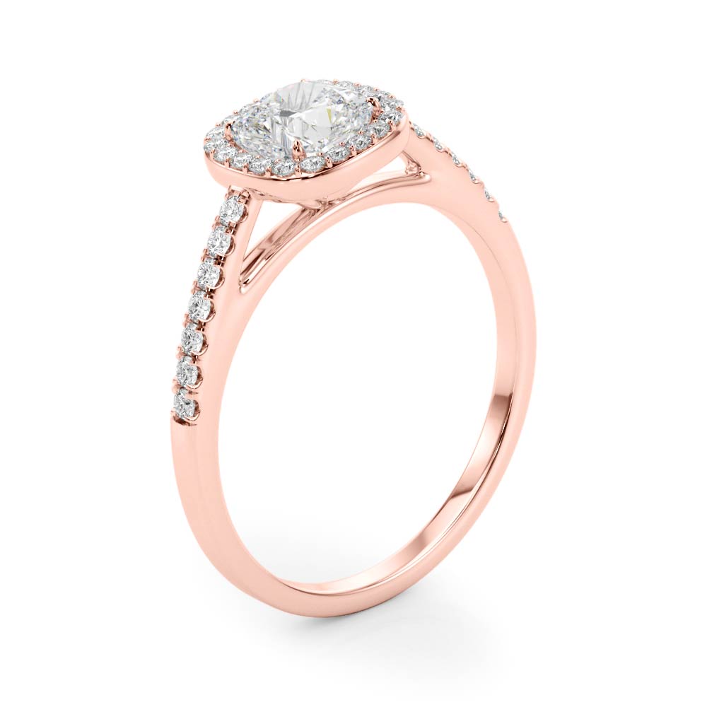 The Juliette Halo Engagement Ring, angled view