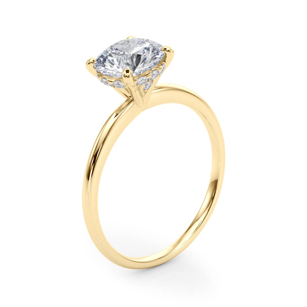 The Sylvia Hidden Halo Engagement Ring, angled view