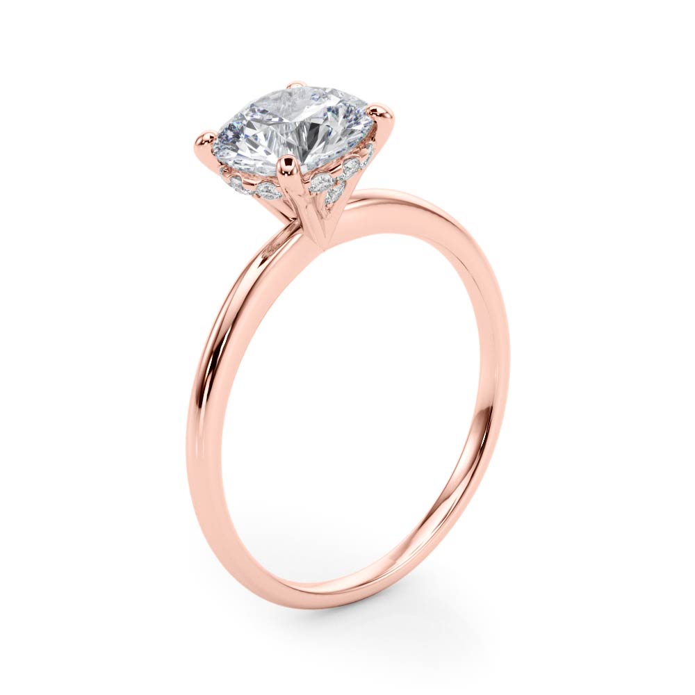 The Sylvia Hidden Halo Engagement Ring, angled view