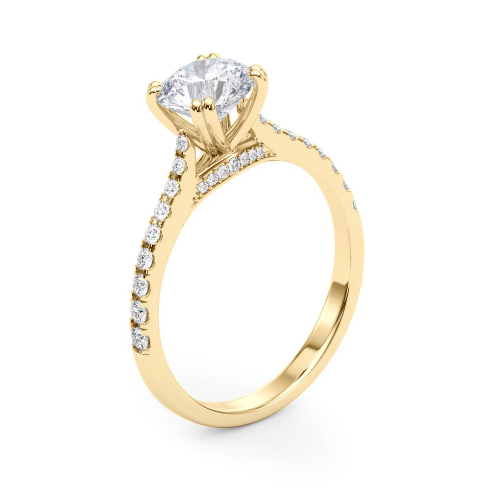 The Priscilla Hidden Halo Engagement Ring, angled view