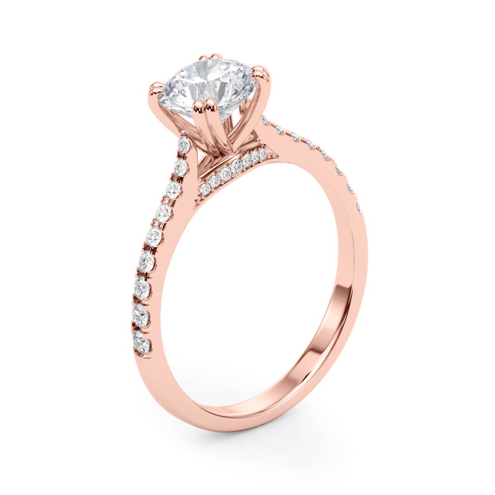 The Priscilla Hidden Halo Engagement Ring, angled view