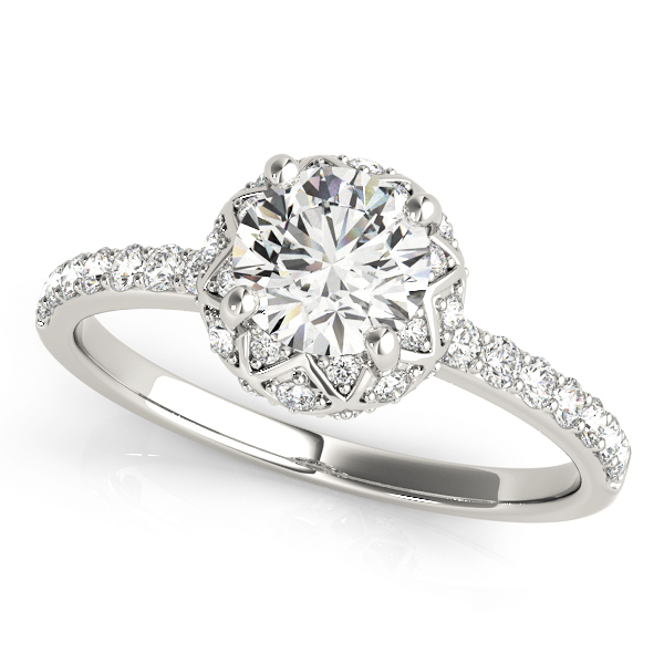 Vintage Single Row Halo Engagement Ring