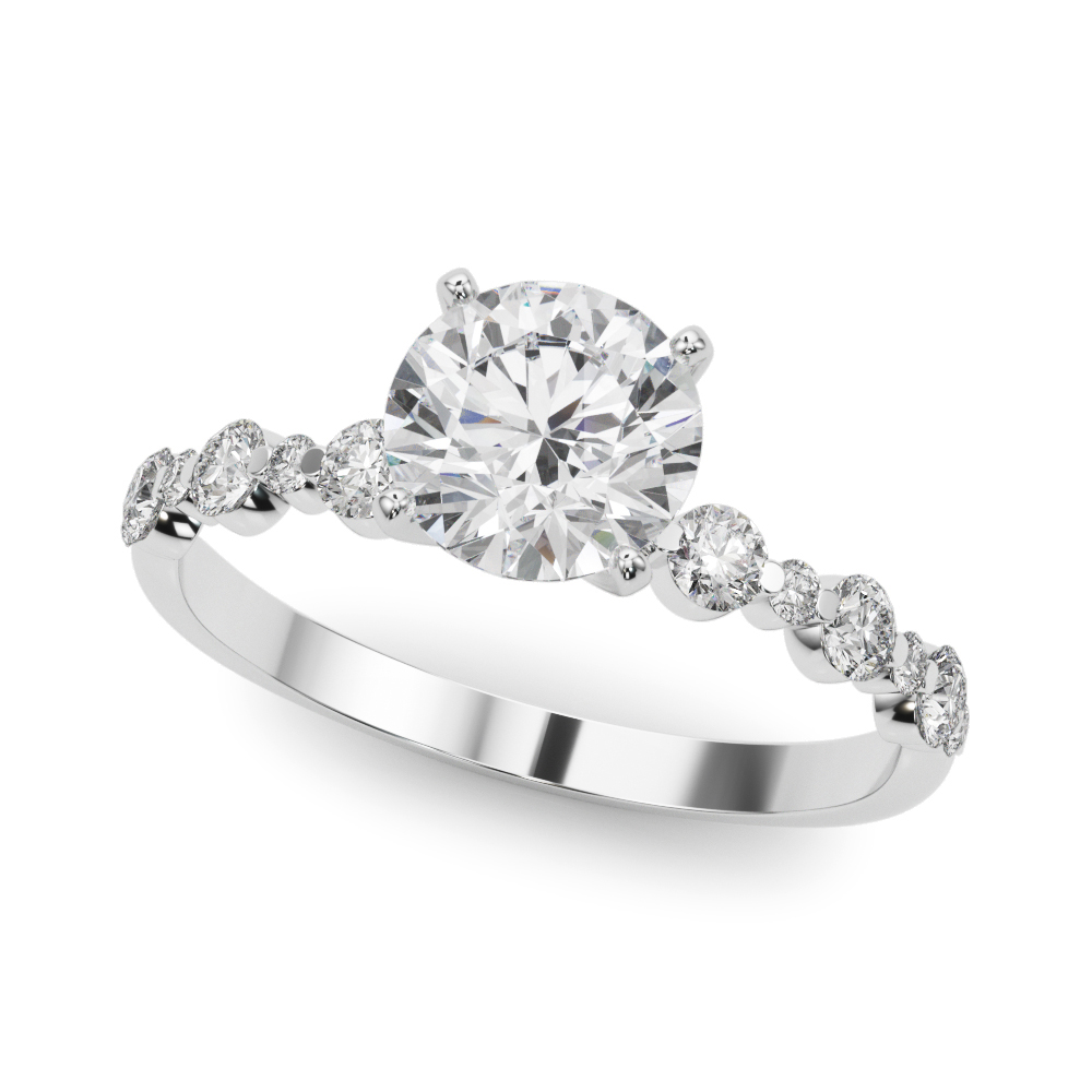 Single Shared-Prong Alternating Round-Sized Engagement Ring