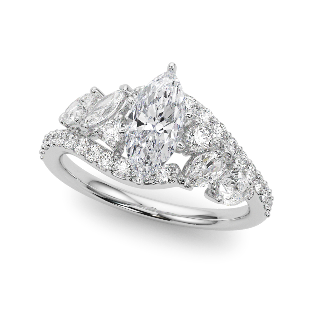 Bypass Multirow Marquise Shape Engagement Rings