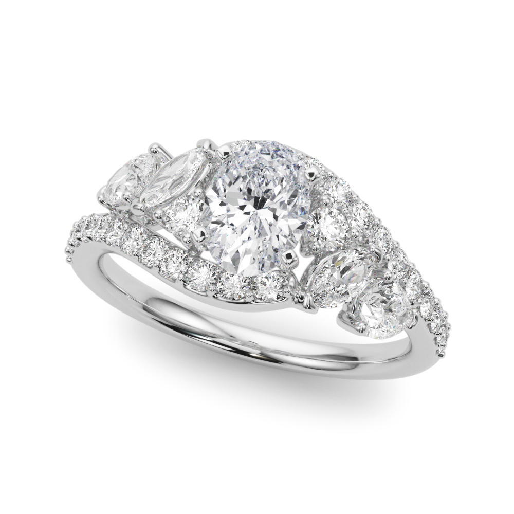 Bypass Multirow Marquise Shape Engagement Rings
