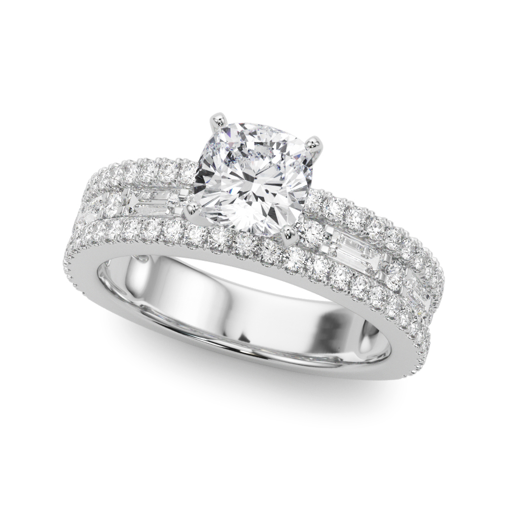 Multirow Round & Baguette Engagement Ring