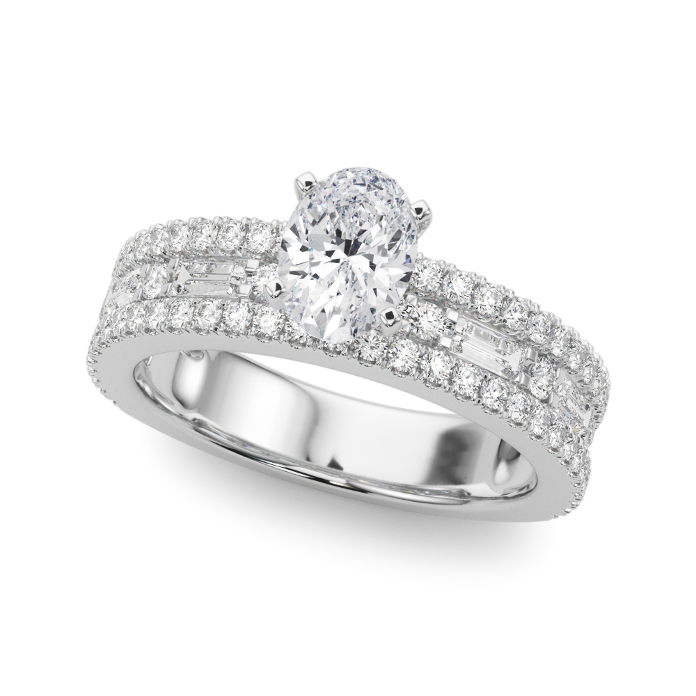 Multirow Round & Baguette Engagement Ring