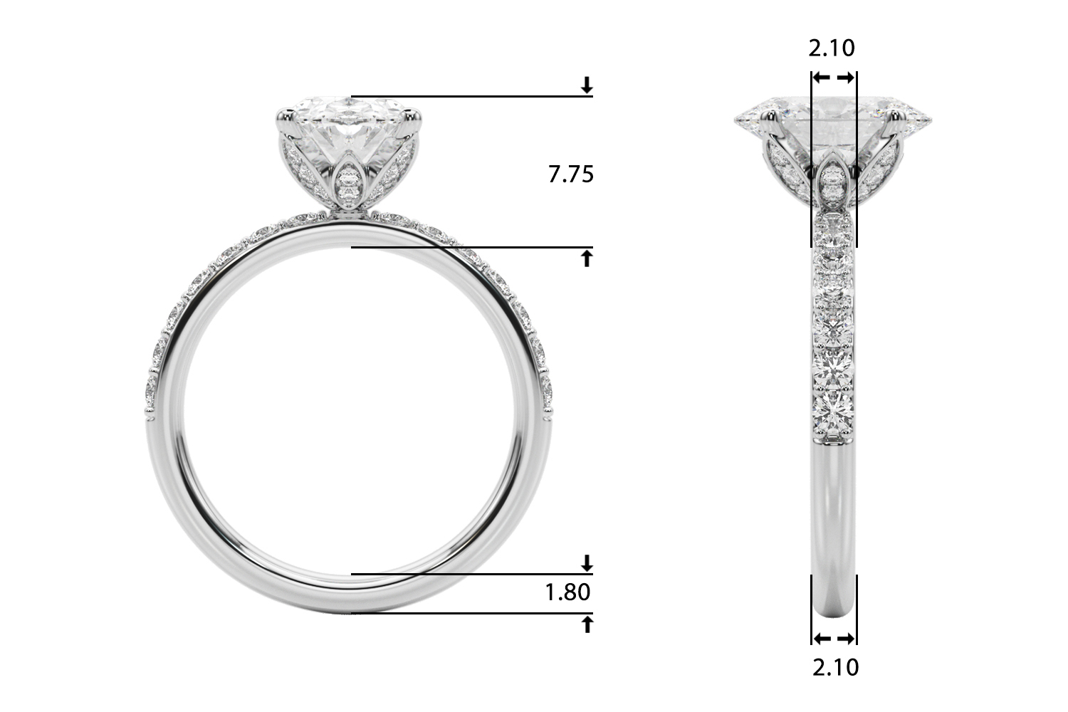 The Brooke Single-Row Engagement Ring, upright view