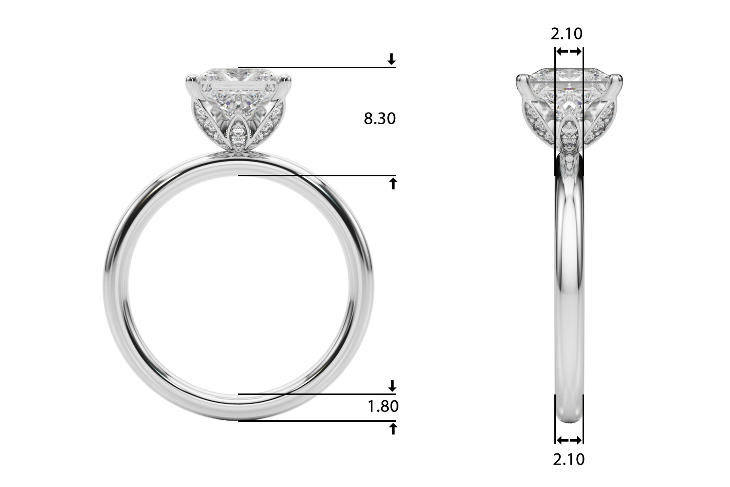 The Sofia Hidden Halo Engagement Ring, upright view