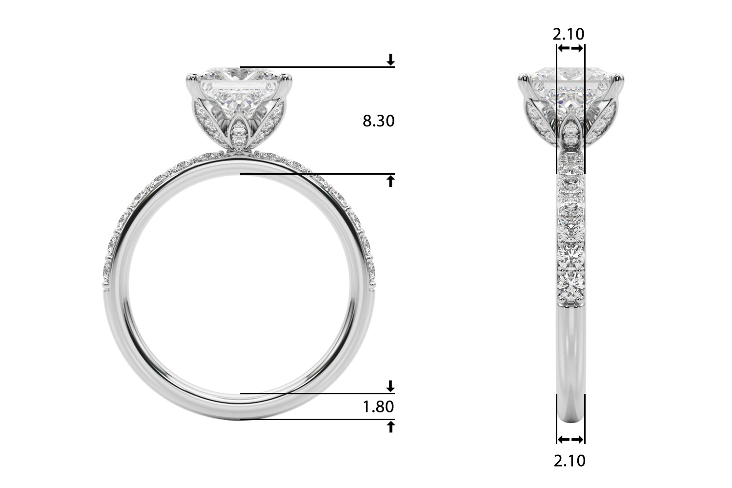 The Katherine Hidden Halo Engagement Ring, upright view