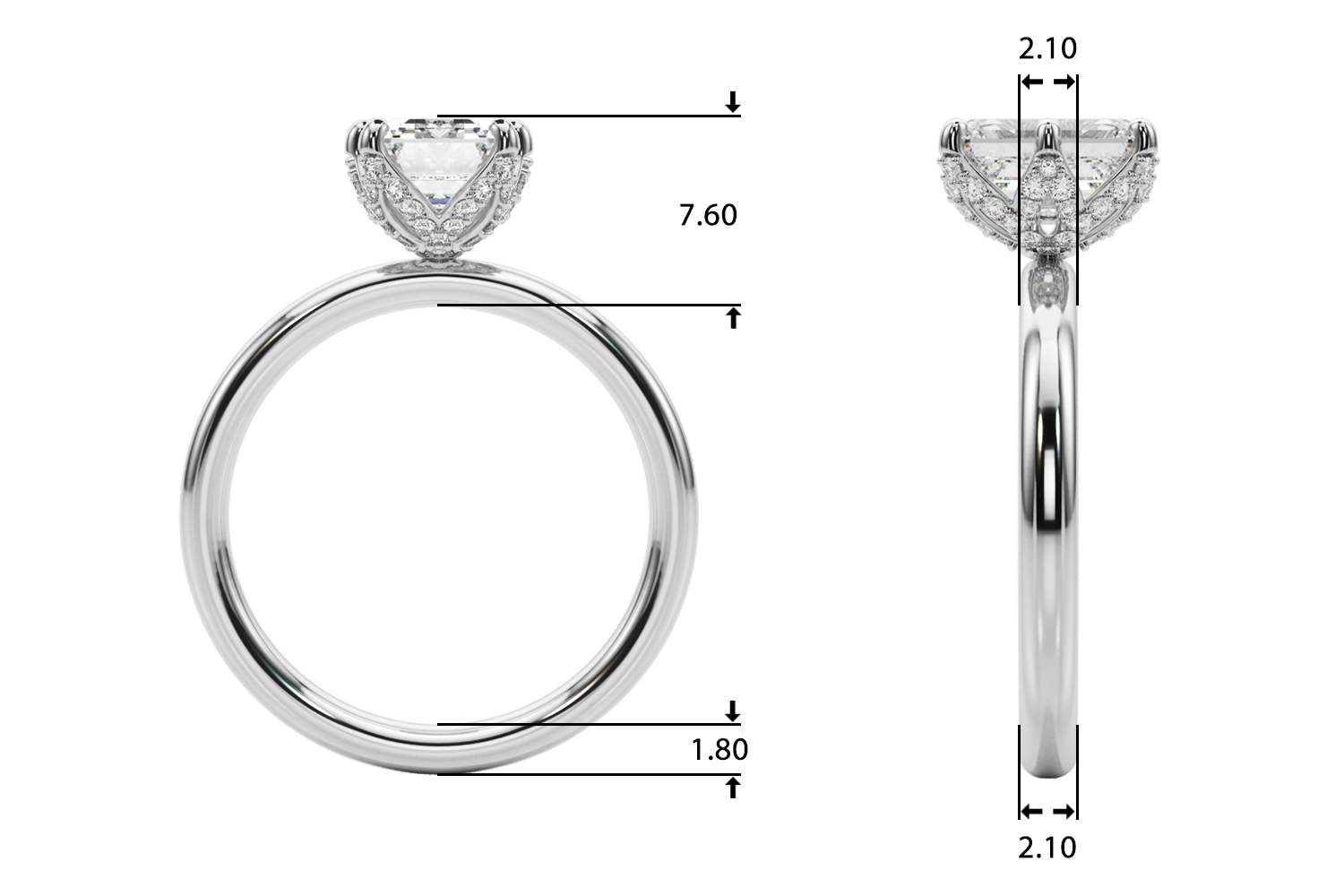 The Valentina Hidden Halo Engagement Ring, upright view
