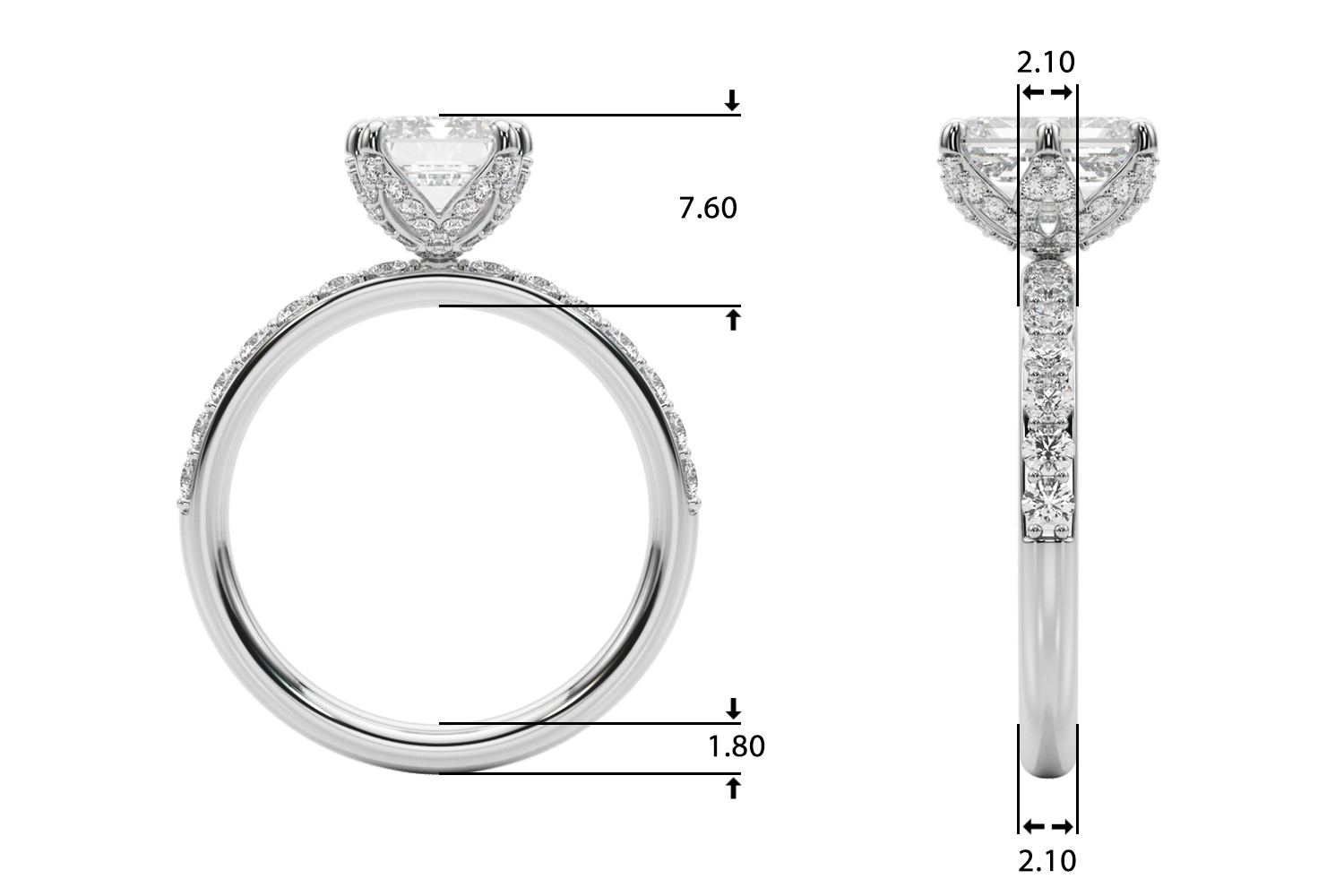 The Serena Hidden Halo Engagement Ring, upright view