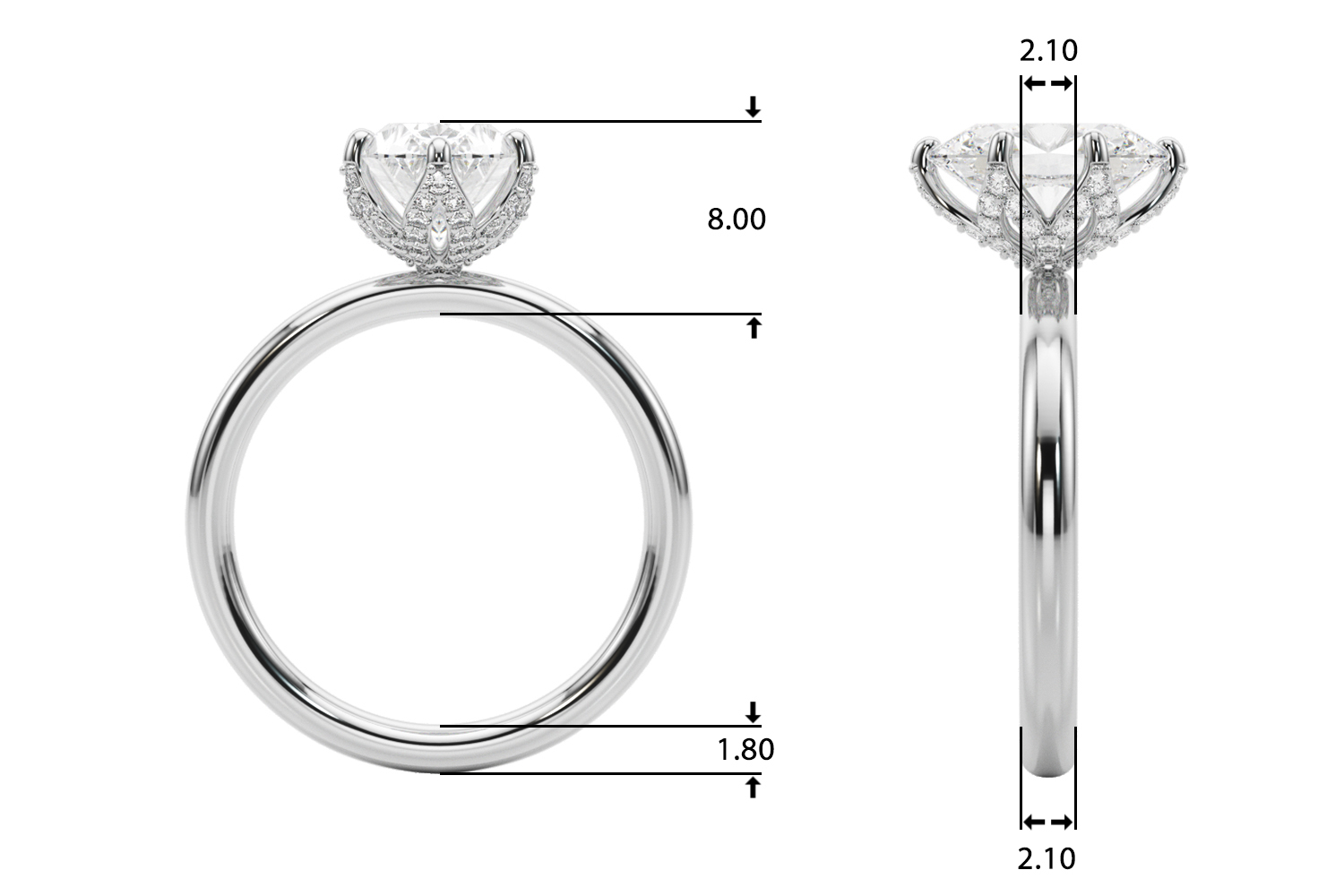 The Pippa Hidden Halo Engagement Ring, upright view