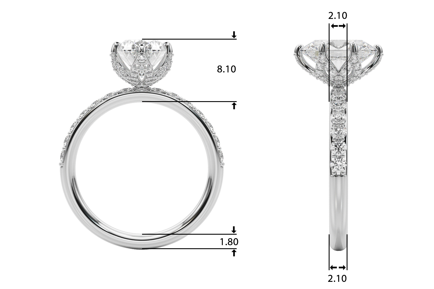 The Olive Hidden Halo Engagement Ring, upright view