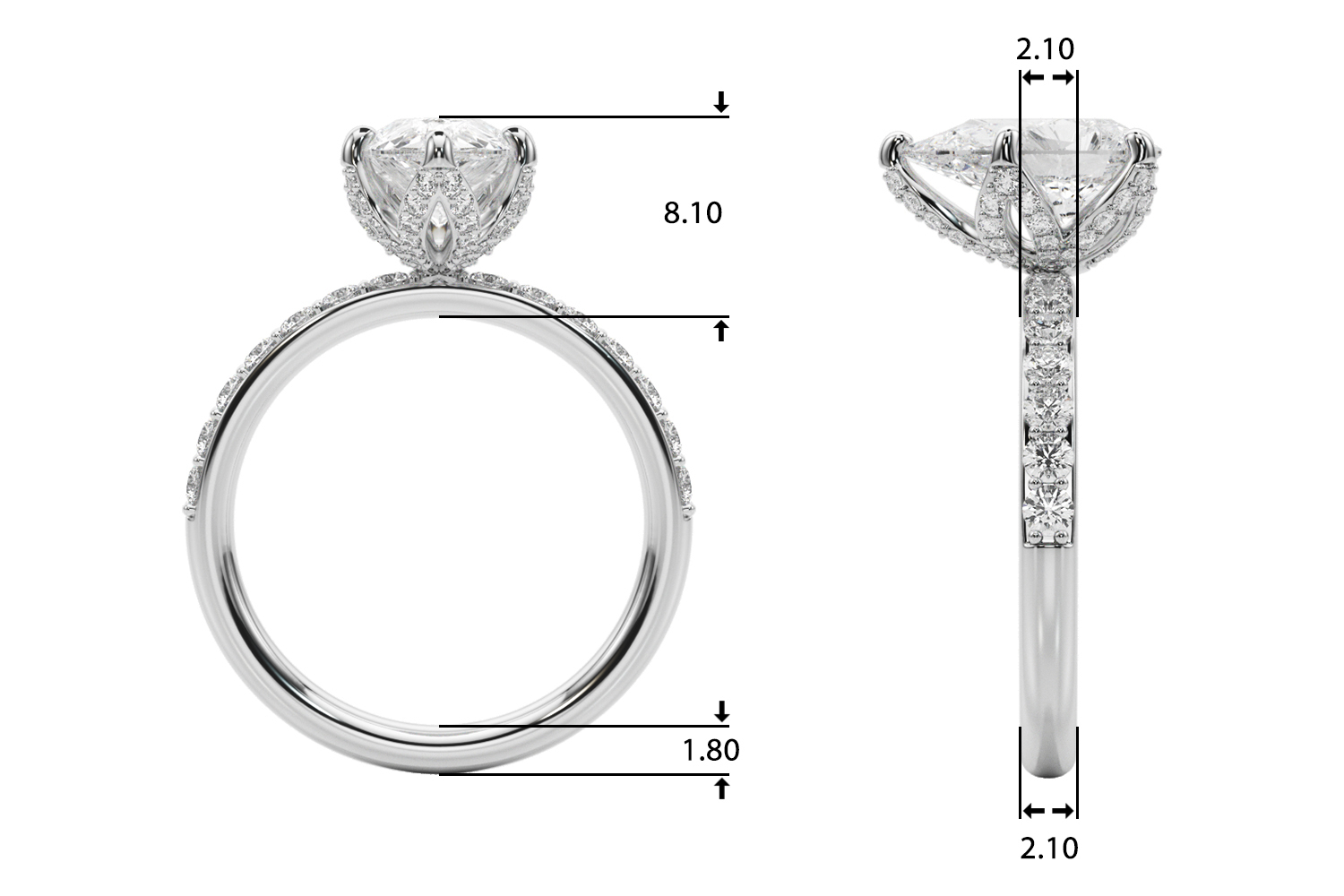 The Veronica Hidden Halo Engagement Ring, upright view