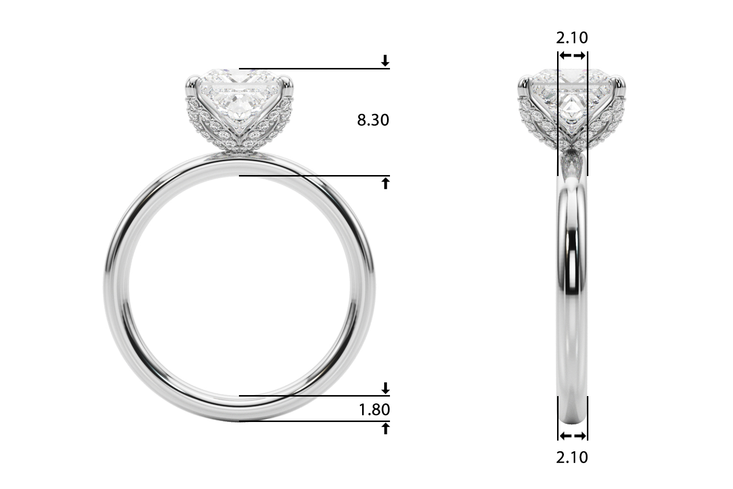 The Mirabel Hidden Halo Engagement Ring, upright view