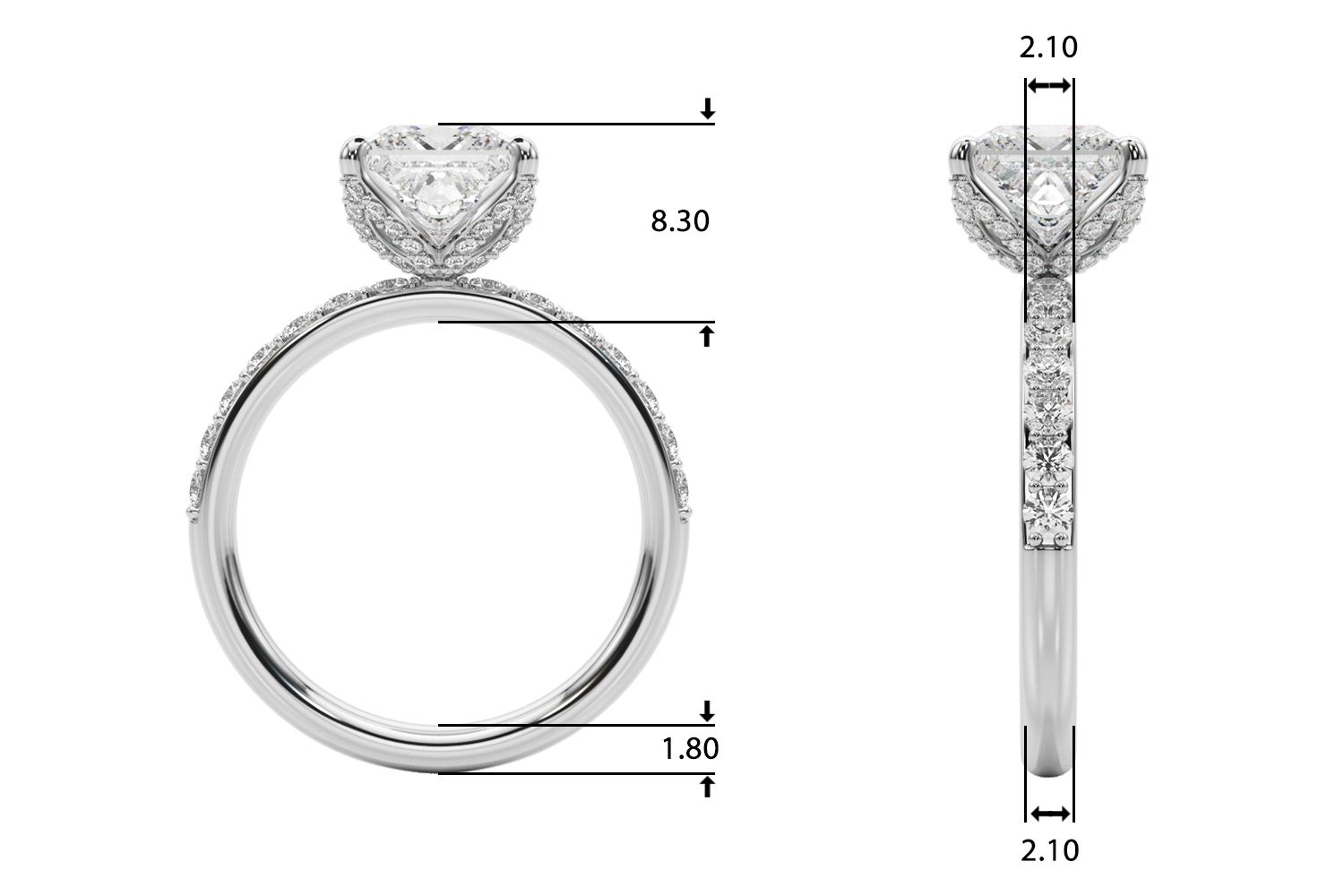 The Elena Hidden Halo Engagement Ring, upright view