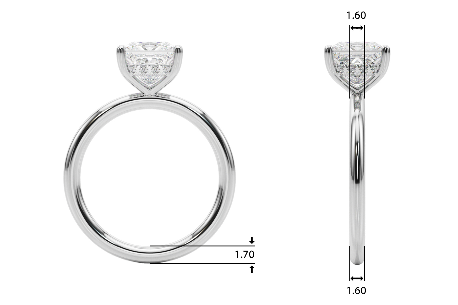 The Stella Hidden Halo Engagement Ring, upright view