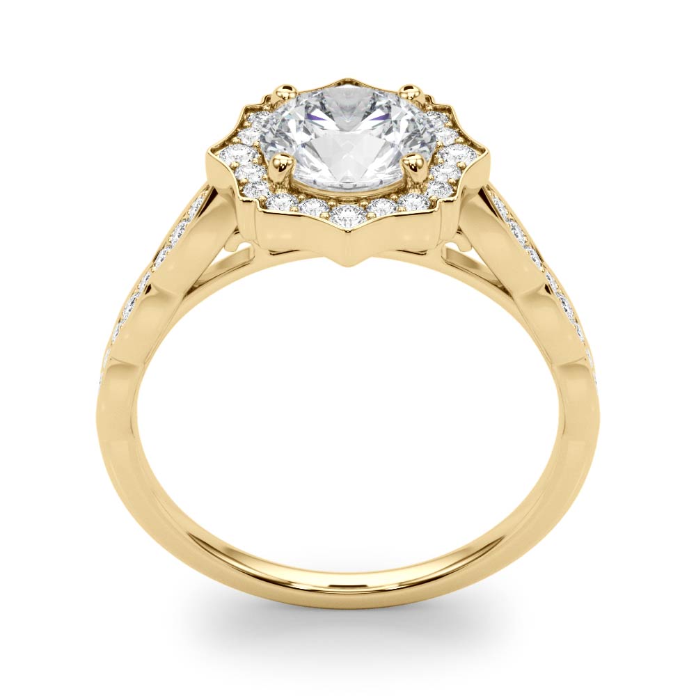 The Elise Halo Engagement Ring, upright view