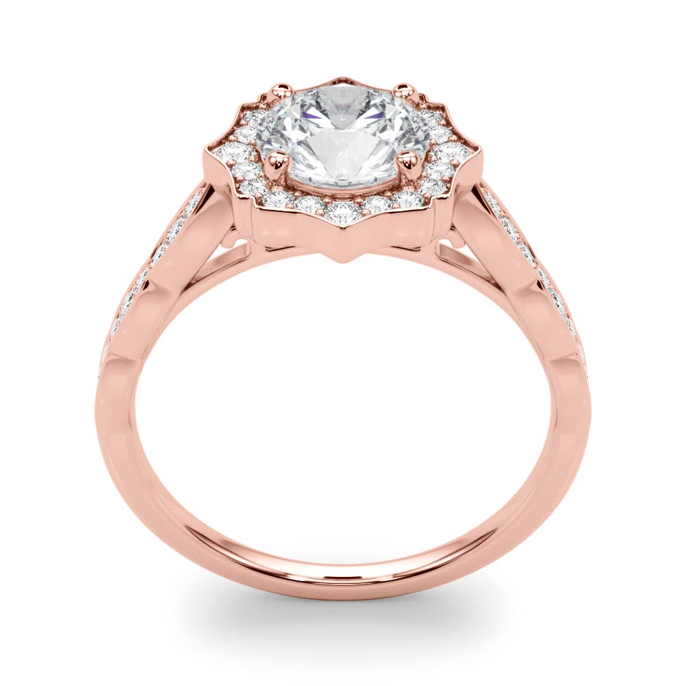 The Elise Halo Engagement Ring, upright view