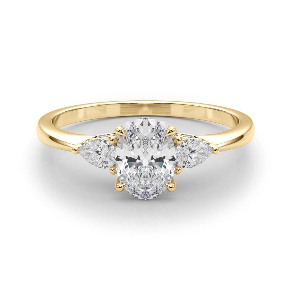 The Zoe Three-Stone Engagement Ring, set view