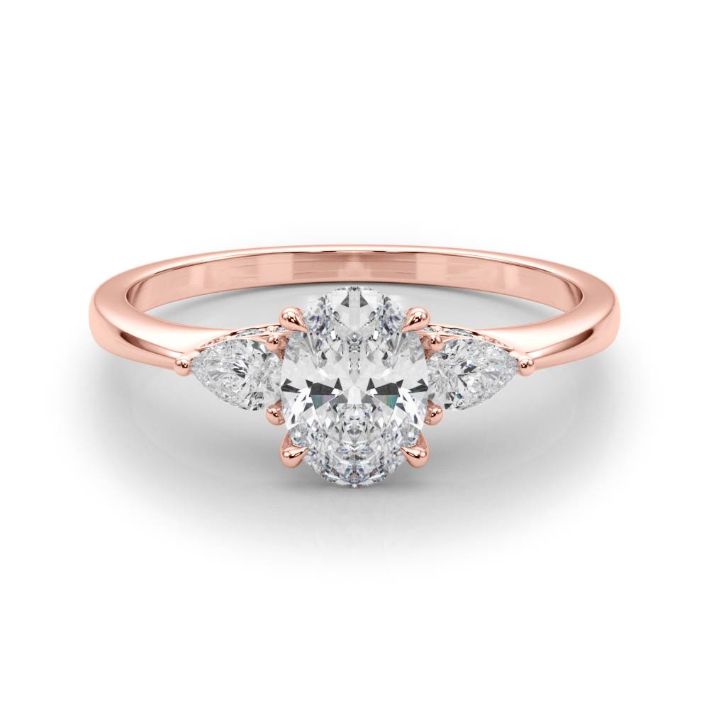 The Zoe Three-Stone Engagement Ring, set view