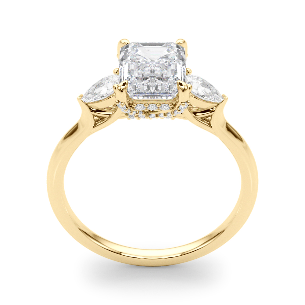 The Alexandra Three-Stone Engagement Ring, upright view
