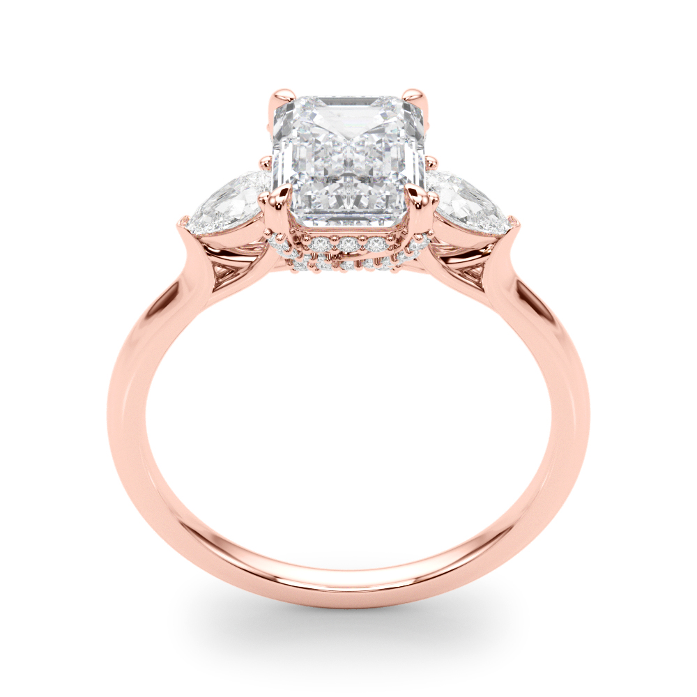 The Alexandra Three-Stone Engagement Ring, upright view