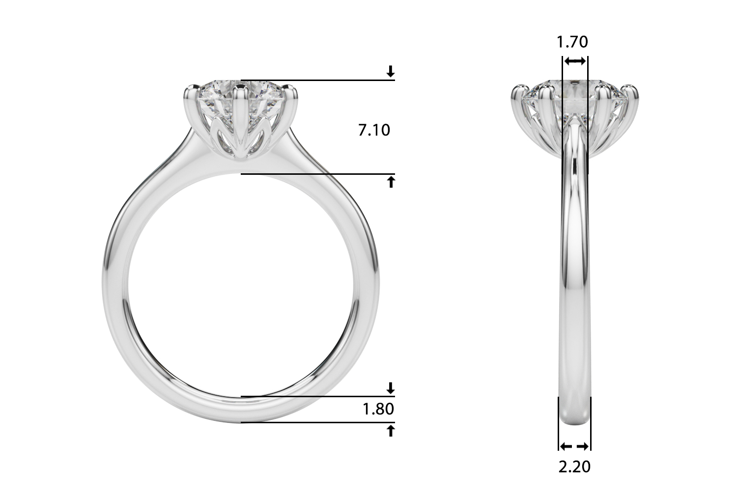 The Celine Solitaire Engagement Ring, upright view