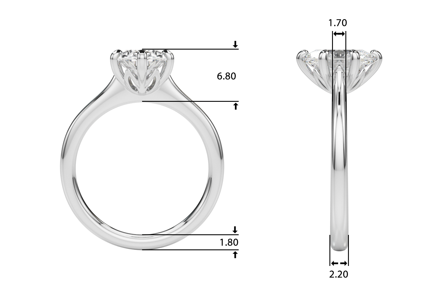 The Sarah Solitaire Engagement Ring, upright view