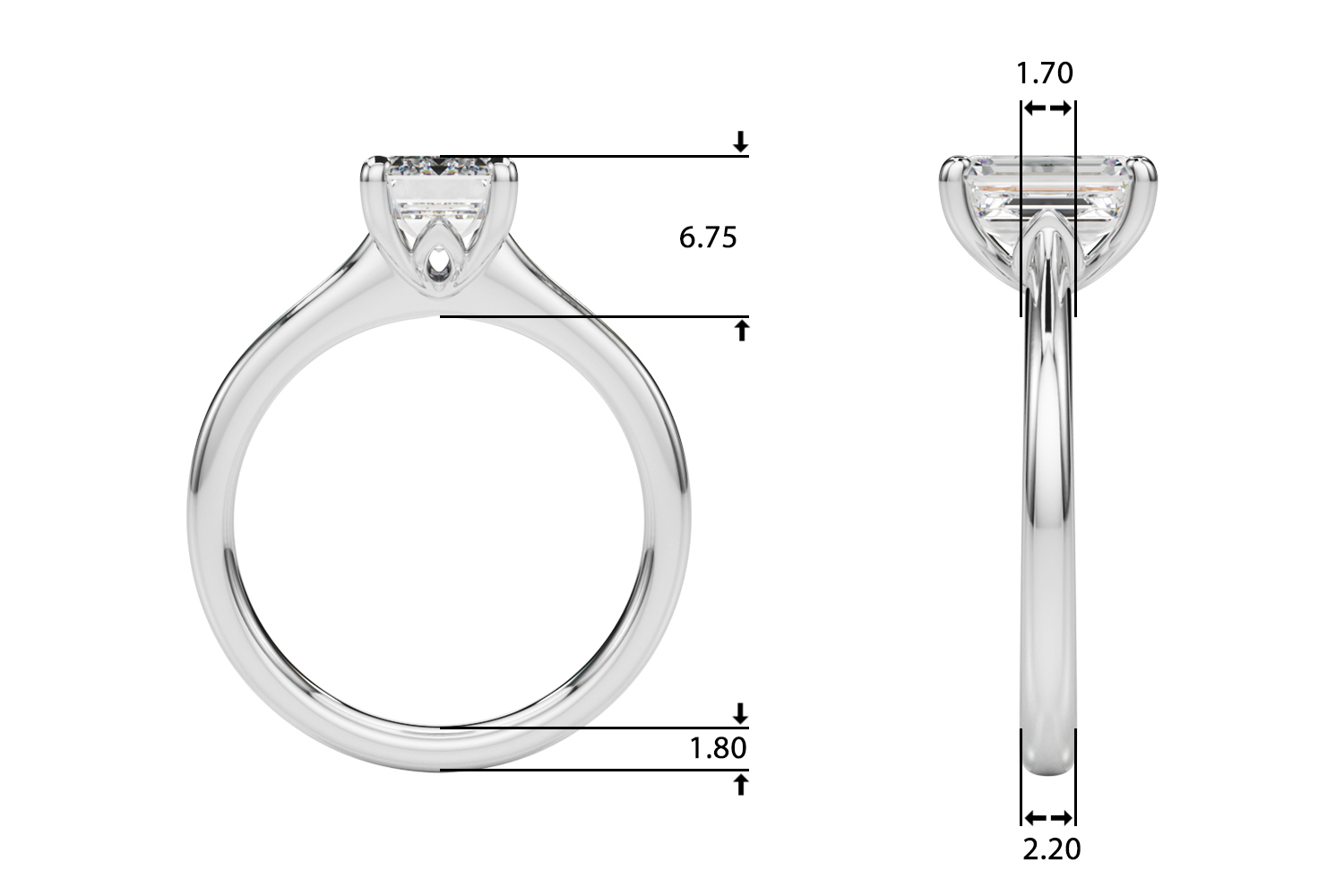 The Esther Solitaire Engagement Ring, upright view