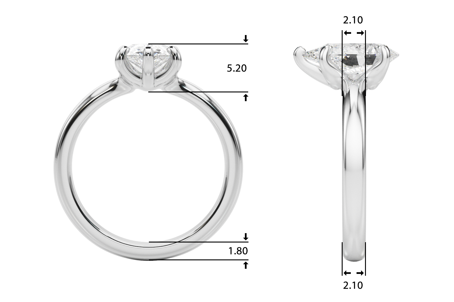 The Sylvia Solitaire Engagement Ring, upright view