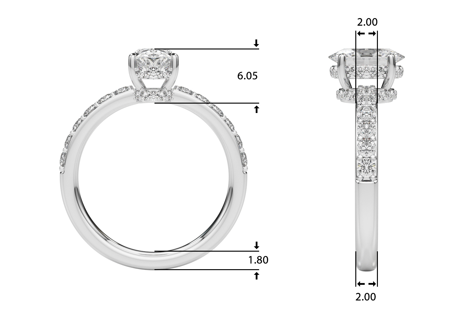The Victoria Hidden Halo Engagement Ring, upright view
